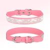 Pet Collar Rhinestone Dog Collar Lettering Nameplate Dog Neck Ring Anti-loss Removable Flower Cat Scarf