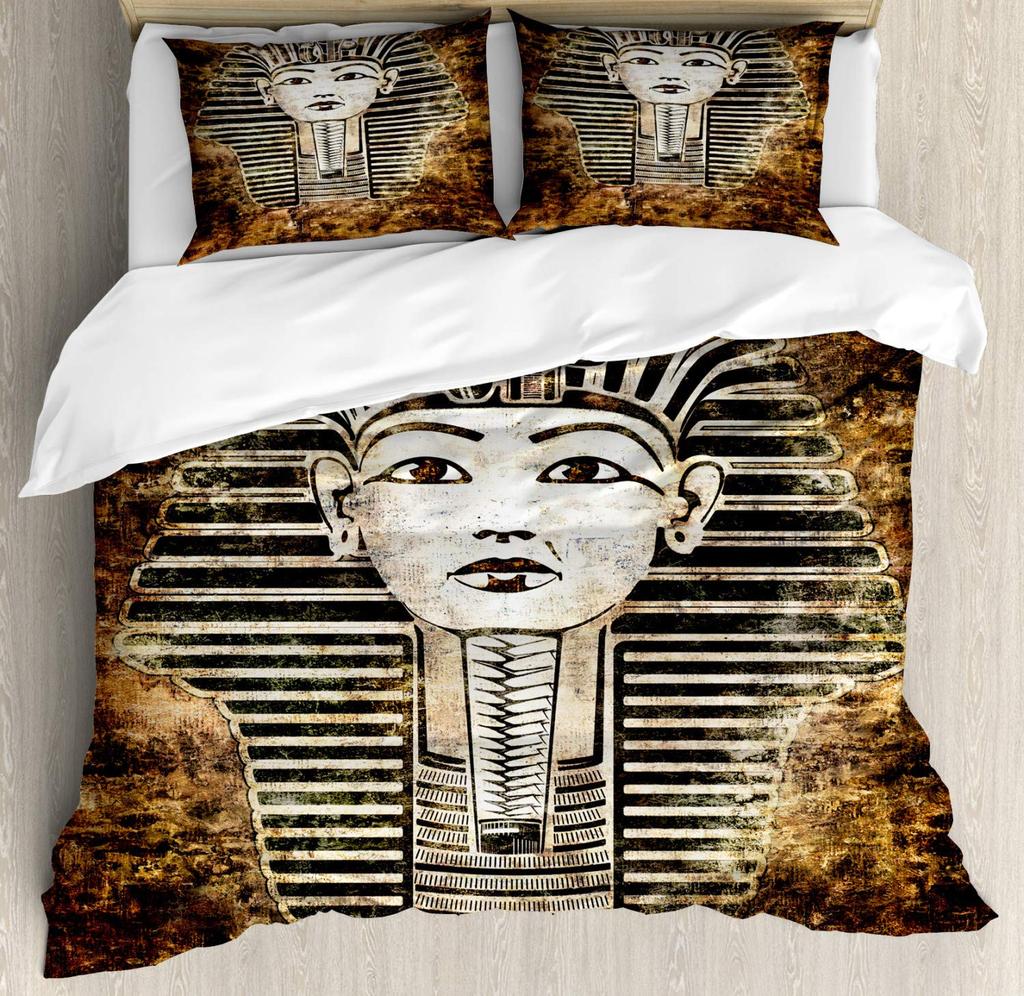Egypt Pharaoh Duvet Cover Set Egypt Tribal Pattern Bedding Set Pyramid Sphinx Printed Comforter Cover With Zipper 2/3 Pcs Set