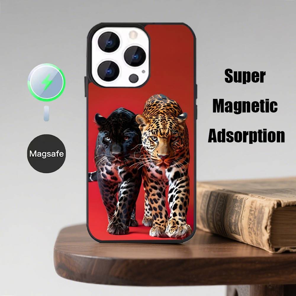 Чехол с животным Тигр Лев Чехол для телефона Для iPhone 17,16,15,14,13,12,11,Pro,Max,Plus,Mini,Magsafe,Магнитный чехол для беспроводной зарядки