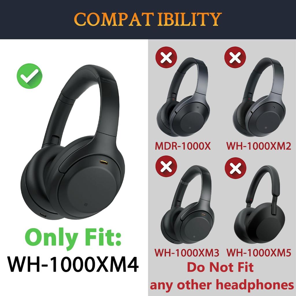 SOULWIT Ear Pads Headband Set for Sony Headset Replacement Headphone Replacement DIY Head Strap Pad Repair Parts + WH-1000XM4 (WH1000XM4) Over-Ear