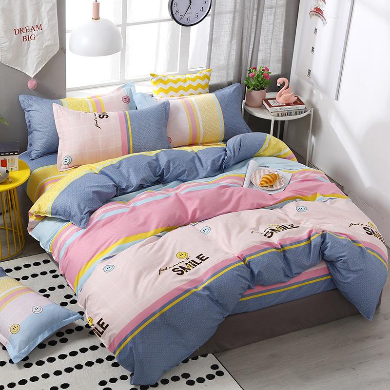 Комплект из четырех предметов постельного белья из стираного хлопка, пододеяльник, простыня, пододеяльник, простой комплект в скандинавском стиле