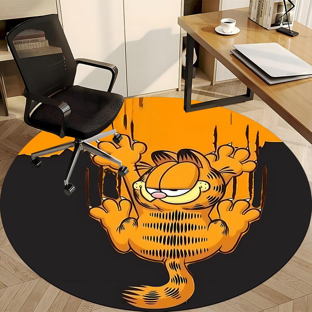 1pc Garfield Cat Office Round Area Rug, Indoor Mat Suitable For Office,Bedroom Living Room Home Decor, Room Deco a0926079