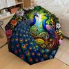 1 шт. Садовый узор с павлинами, Маленький дорожный автоматический складной зонт, Компактный ветрозащитный зонт, Автоматическое открытие/закрытие, Подарок-091547