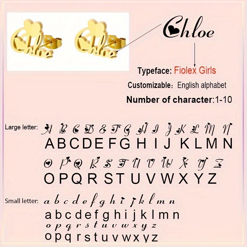 Excellent Fashion Gold Customized Name Cute Heart Earrings Stainless Steel Letters Studs Earrings
