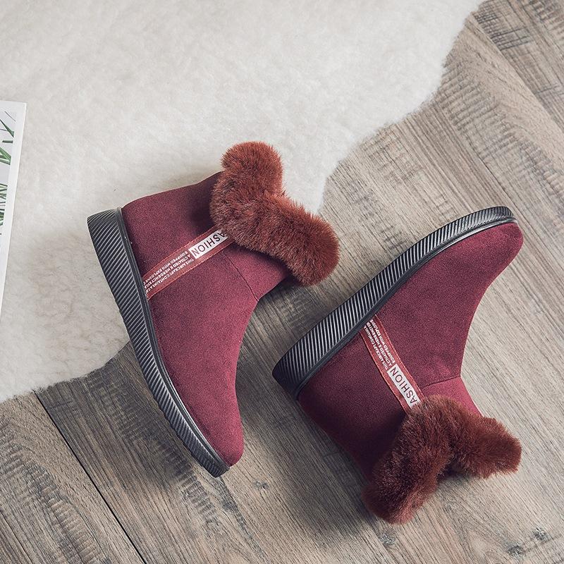 Зимние новые женские сноубутсы теплые бархатные короткие ботинки европейские и американские тканевые короткие ботинки трансграничные хлопковые туфли большого размера женская обувь