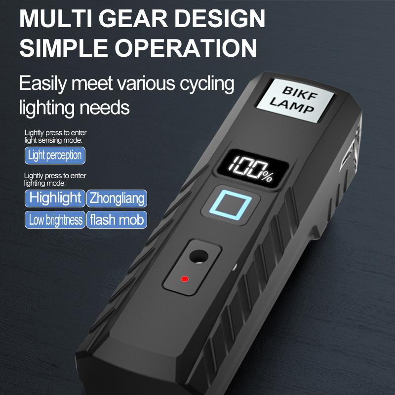 Intelligent light sensing bicycle light riding light TYPE-C charging digital display high brightness road bike sensing night ri