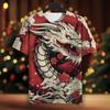 2024 New Year Dragon Mens T-Shirt 3d Prints Summer Street Fashion Short Sleeve Top Mens O Neck Oversized T Shirt Mens Clothing