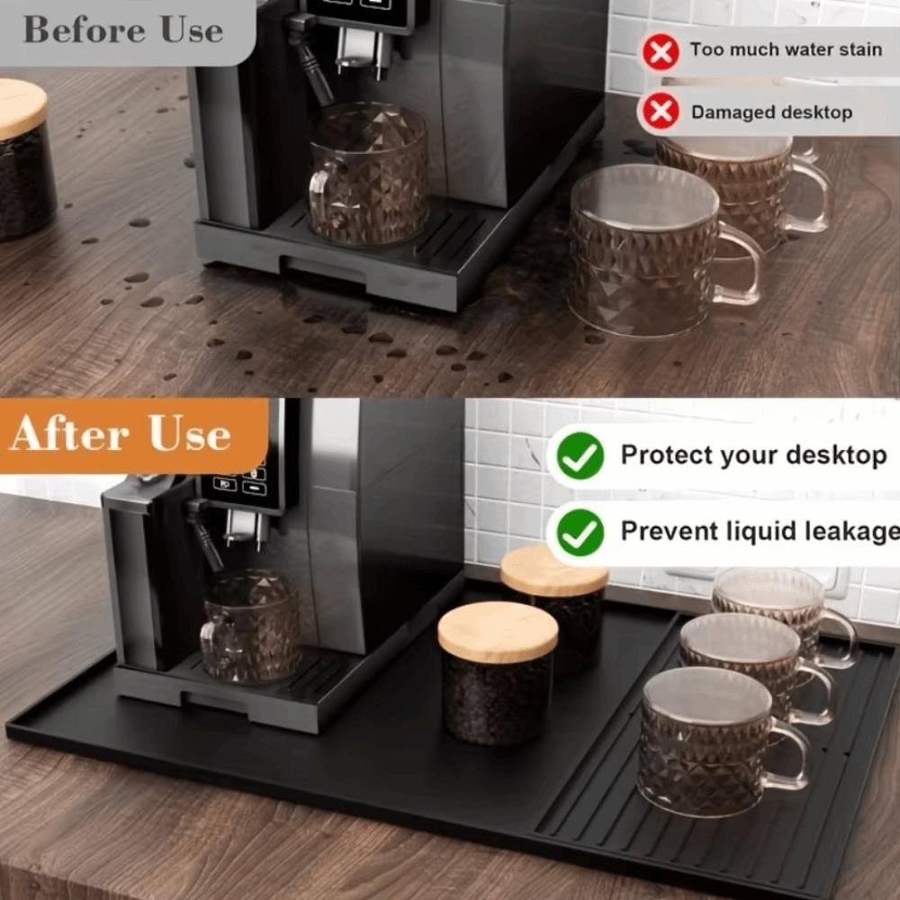2 in 1 Silicone Coffee Machine Mat Non-Slip Countertop Protector Mat for Water Cup Mug