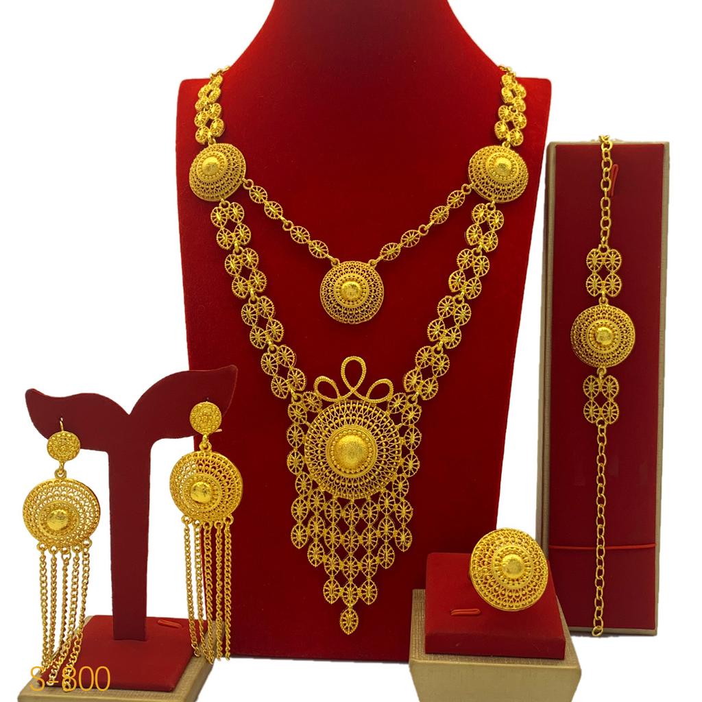 Middle East Dubai Wedding Jewelry Set Famous Style Necklace Earrings Ring Bracelet