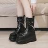 Модные женские ботильоны осень-зима модные заклепки толстый каблук челси ботинки для женщин черные туфли на платформе Aldies Botines Mujer