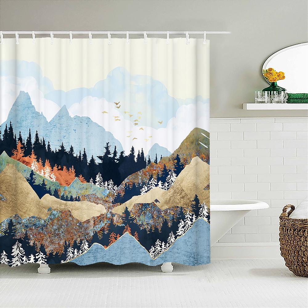 Водонепроницаемая полиэстеровая ткань занавеска для душа в японском стиле волны самурайский пейзаж 3D печать ванная комната декор занавески для душа