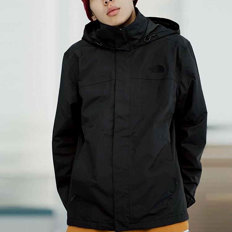 THE NORTH FACE THE NORTH FACE Apparel Collection Windbreaker Jackets Men's Black Hooded Moderate NF0A4U5F-0C5