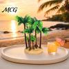 Stable Aquarium Decorations Artificial Plants, Miniature Plastic Coconut Trees, Safe Fish Tank Realistic Plants for Betta Shrimp Turtles Tropical