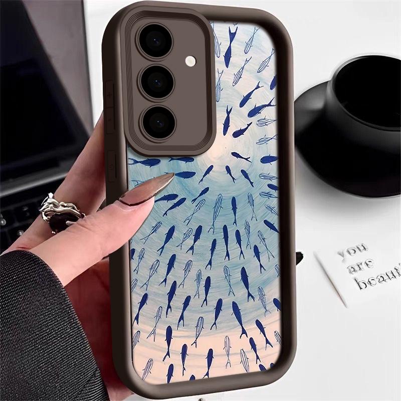 Мягкий чехол с рисунком дельфина для Samsung Galaxy S25 Edge S24 S23 S22 Ultra S24 FE A56 A55 A36 A26 A16 A15 A35 A54 5G