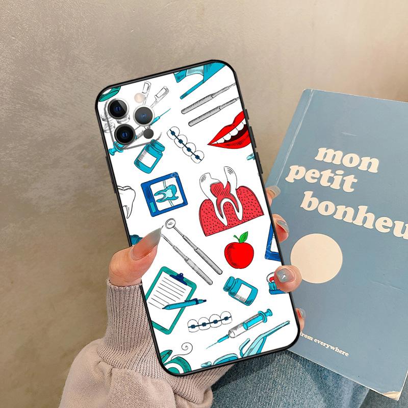 Стоматолог Зуб Стоматологический Гигиенист Чехол Для iPhone 17 Air 16 15 14 13 11 12 Pro Max 13 mini XR 15 16 Plus 16e Задняя Крышка Корпус