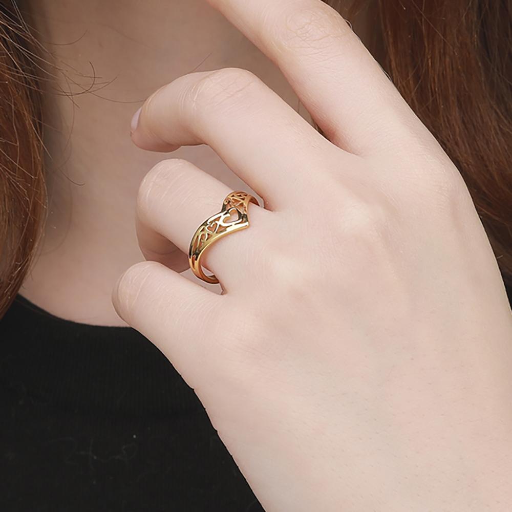 Xiaomi Skyrim Adjustable Hollow Heart Ring Women Gold Color Stainless Steel Finger Rings Jewelry Anniversary Gift Wholesale