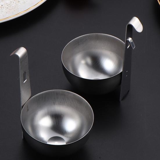 2Pcs Stainless Steel Egg Poacher Non-Stick Hanging Ears Egg Molds for Soft Hard Boiled Eggs Quick Meal Prep Tools