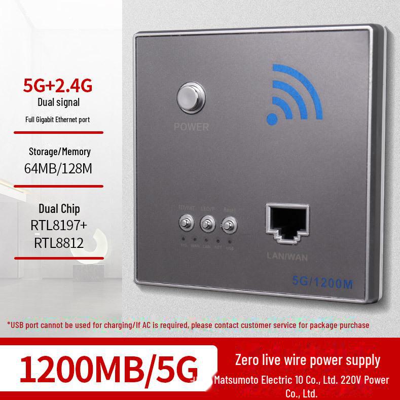 Matsumoto 86-Type Wall-Mounted 300M WiFi Embedded AP Panel with POE Support