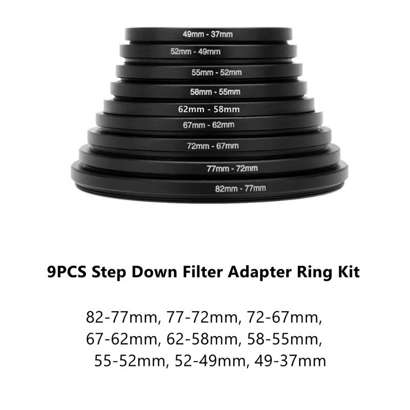 Camera Lens Filter Adapter Ring Set 37-82mm 82-37mm Step Up Down Rings For Canon Nikon Sony Fujifilm Dslr