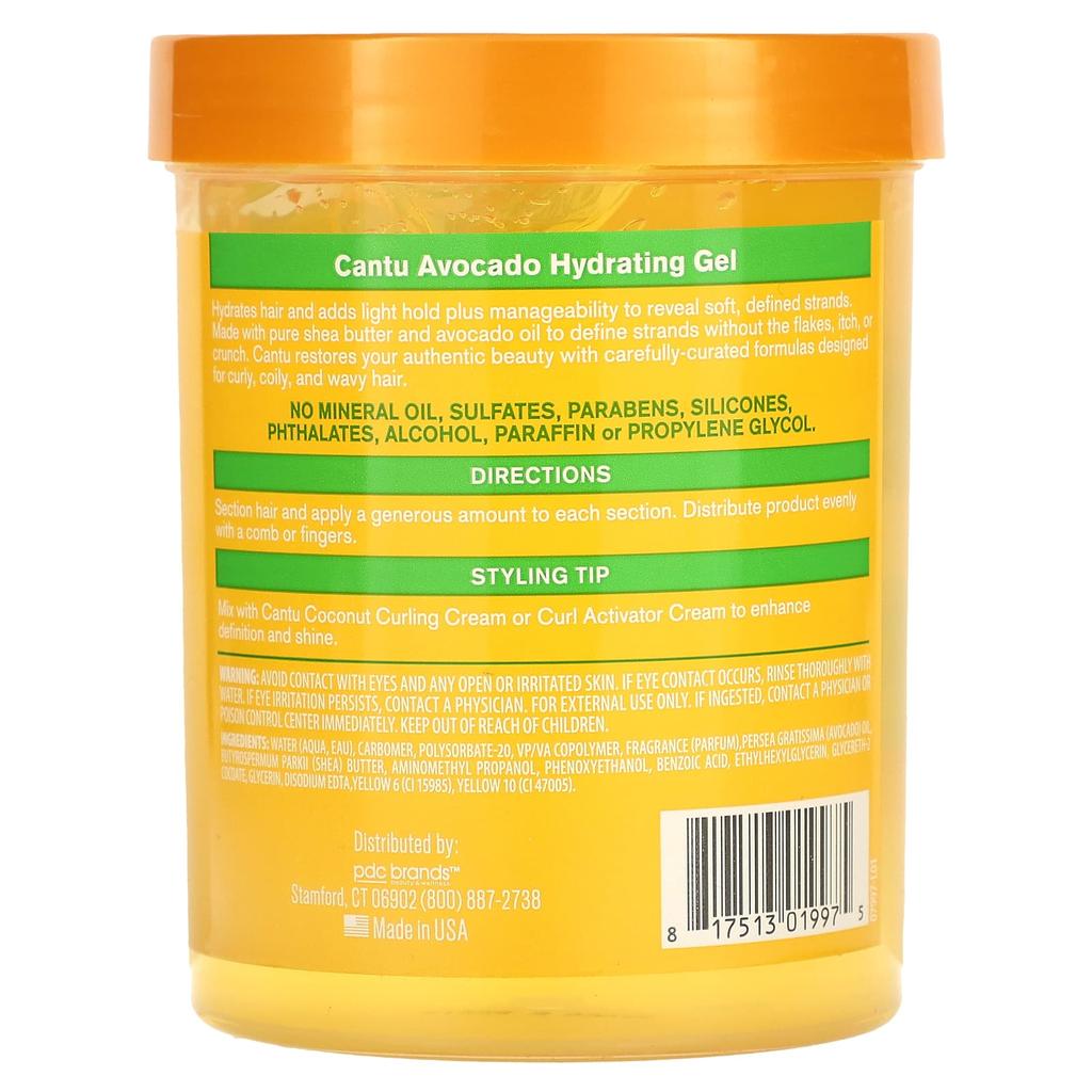 Cantu Увлажняющий гель с авокадо, без спирта, 18,5 унций (524 г)