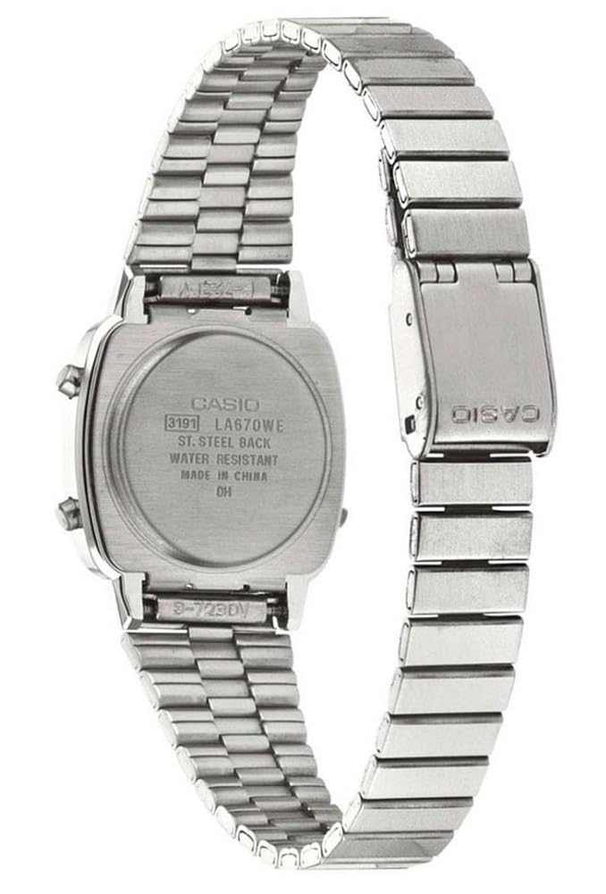 Casio Women's Digital Quartz Watch with Stainless Steel Strap LA670WEA-8AEF, Silver, Bracelet