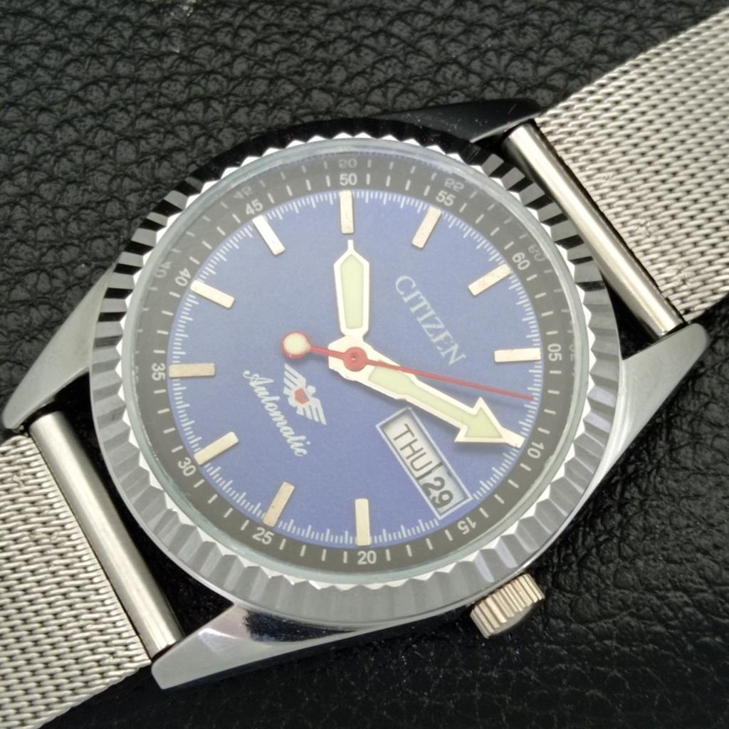 ВОССТАНОВЛЕННЫЕ МУЖСКИЕ ЧАСЫ CITIZEN AUTOMATIC 8200 JAPAN DAY&DATE СИНИЙ ЦИФЕРБЛАТ a432566-2 R112-a432566