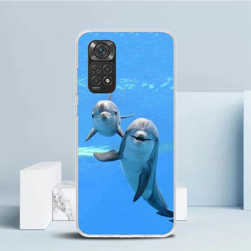 Чехол для телефона Милый дельфин с морским животным для Xiaomi Redmi Note 15 14 14S 13 12S 12 Pro Plus 11S 11 11T 11E 10S 10 + Мягкий ТПУ Задняя крышка