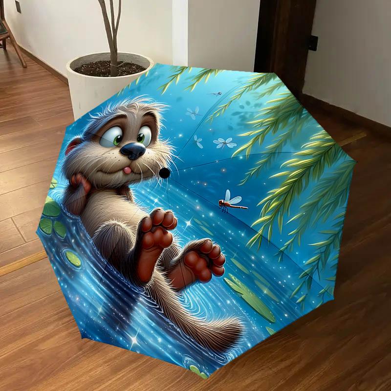 1PC otter waterUmbrella-8-Rib Reinforced, Automatic Open, Lightweight & Durable, Cute Fashion Accessory for Outdoor-P143