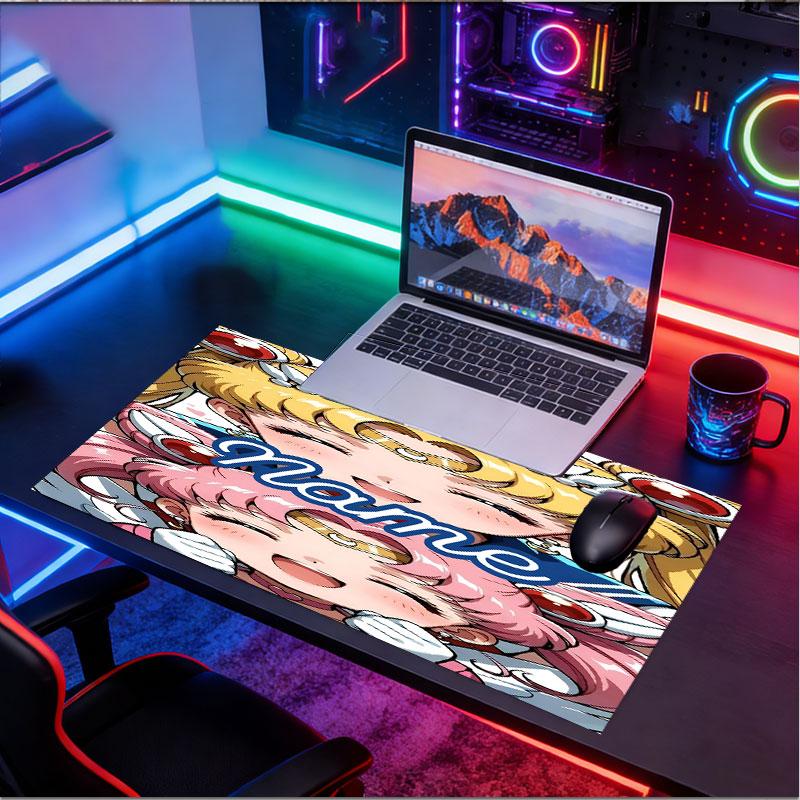 Custom Name Personalized Sailor Moon Pattern Mousepad, Laptop PC Desk Mat, Decorative Desk Mat for Home Keyboard Pad Gift