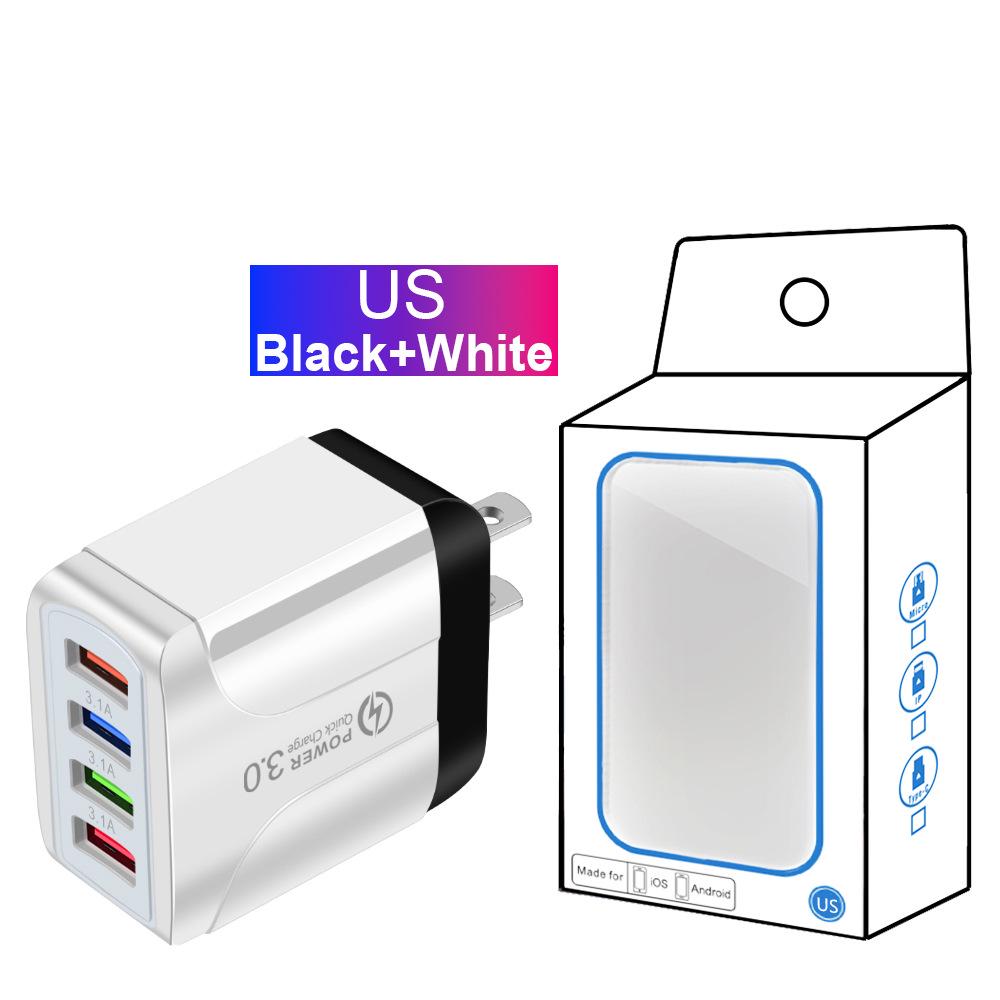 Цветное 4-портовое USB-зарядное устройство для путешествий 5 В / 2,4 А Быстрая зарядка - Австралийский стандарт