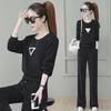 Women's Casual Sportswear Set: Spring/Autumn 2024, Fashionable Loose Fit, Large Size, Long-Sleeve Two-Piece Suit