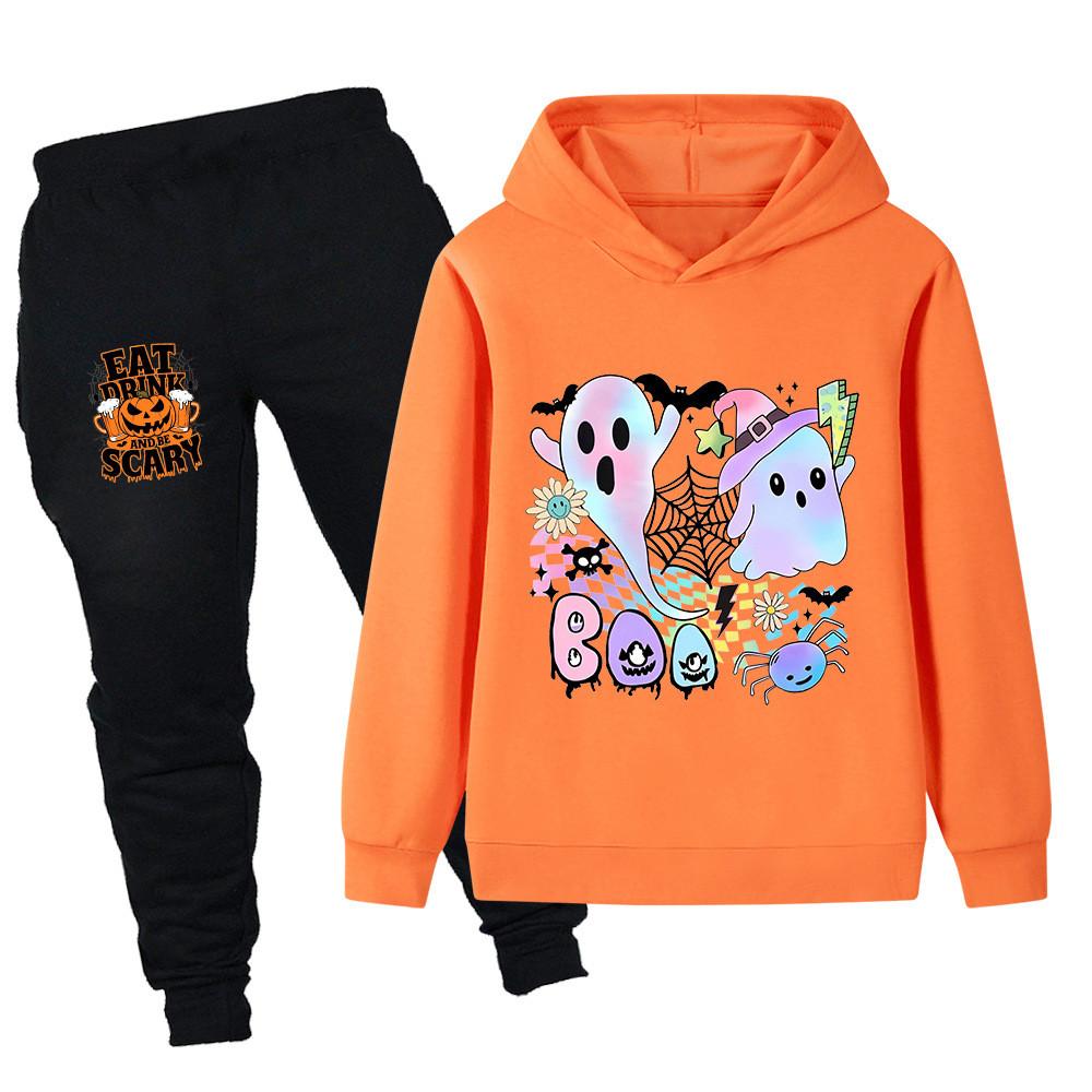 PB1656 Kids Boys Girls Halloween Printed Long Sleeves Hoodie Trousers Top Pants Clothes Sets