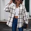 Большие размеры S-2XL Женская повседневная клетчатая рубашка в стиле пэчворк с длинными рукавами и блузкой с пуговицами на лацканах