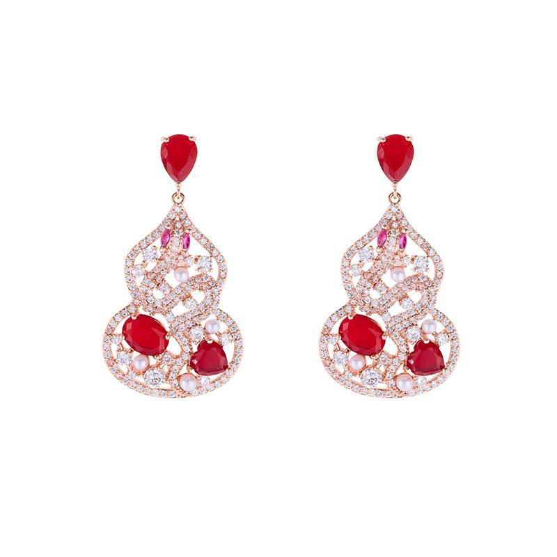 New Chinese National Style Hollow Snake Gourd Earrings Women's S925 Silver Needle Retro Temperament Long Fashion Light Luxury Earrings