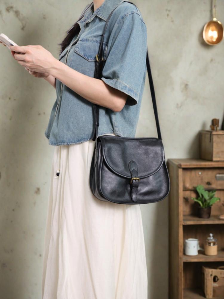 Johnature Ретро сумка-седло из мягкой коровьей кожи, сумка через плечо, женская универсальная сумка на плечо из натуральной кожи