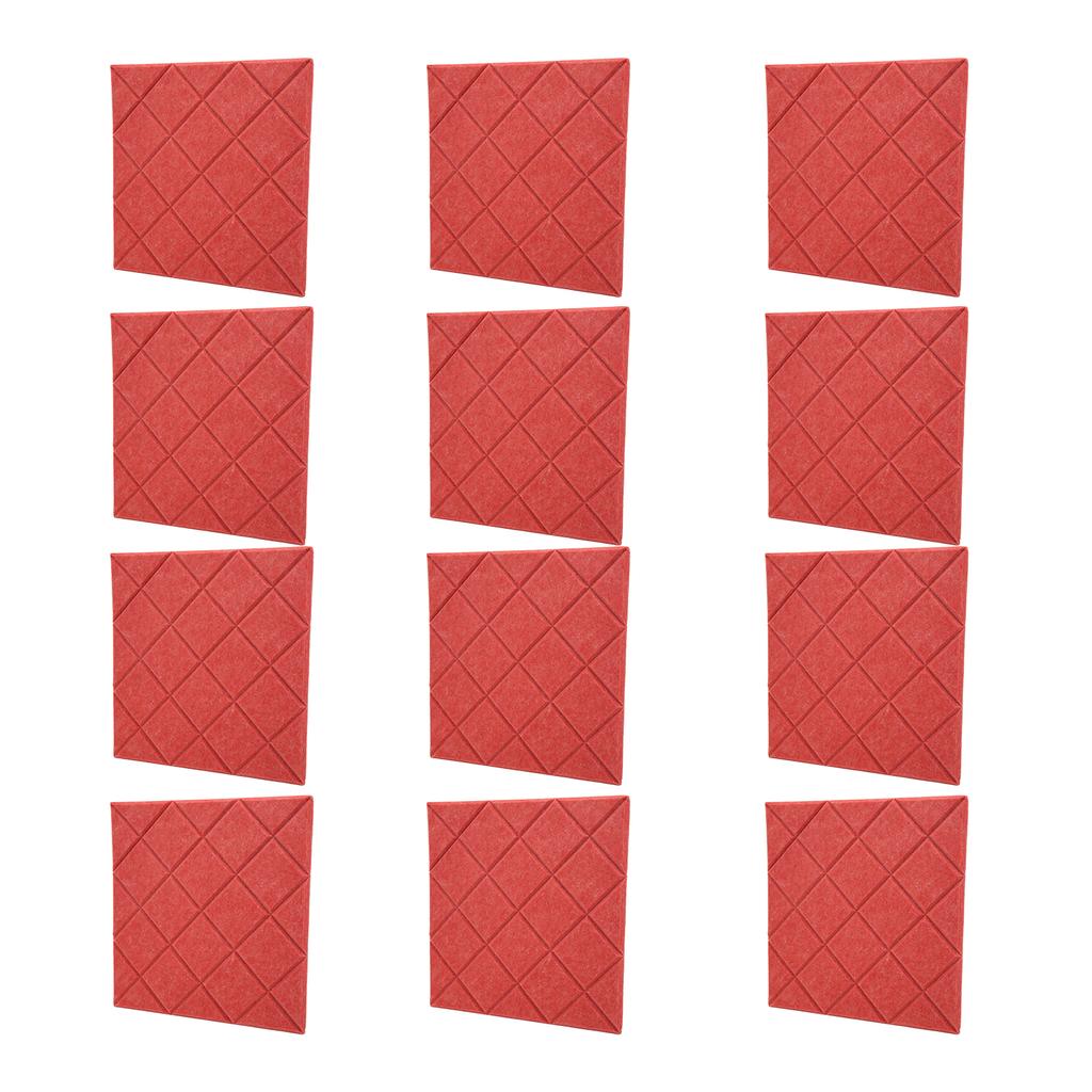 12Pcs Acoustic Panels Self Adhesive Red Sound Absorbing Dampening Panel for Office