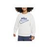 Nike Свитшот с принтом логотипа, круглый вырез, повседневный флис, детские топы, белый DQ3860-133