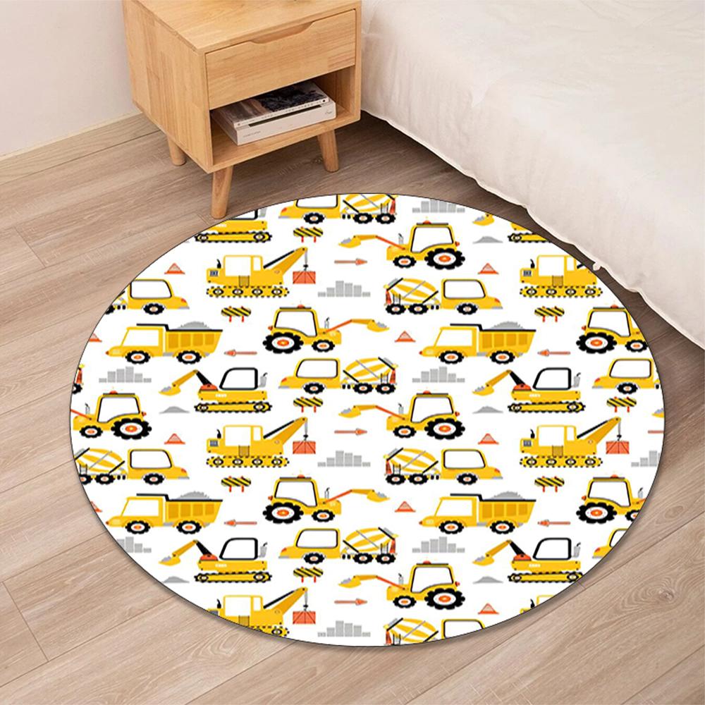 excavator Printed Round Rug Carpet Chair Rug Area Rug Entryway Doormats,for Office Chair Living Room Bedroom Kitchen Room.