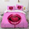 Red Lip King Queen Duvet Cover 3D Sexy Lips Raspberry Bedding Set For Girls Women Kiss Pink Soft 2/3Pcs Quilt Cover Pillowcase