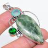 Natural Nephrite, Diopside 925 Sterling Silver Jewelry Pendant 2.76" Y2Z79