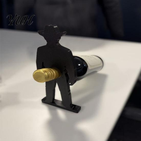 Unique Bar Accessories 3D Printed Cowboy Wine Rack, Creative Bottle Holder, Stable Desktop Artistic Support Art Ornament for Home Kitchen Dining Table