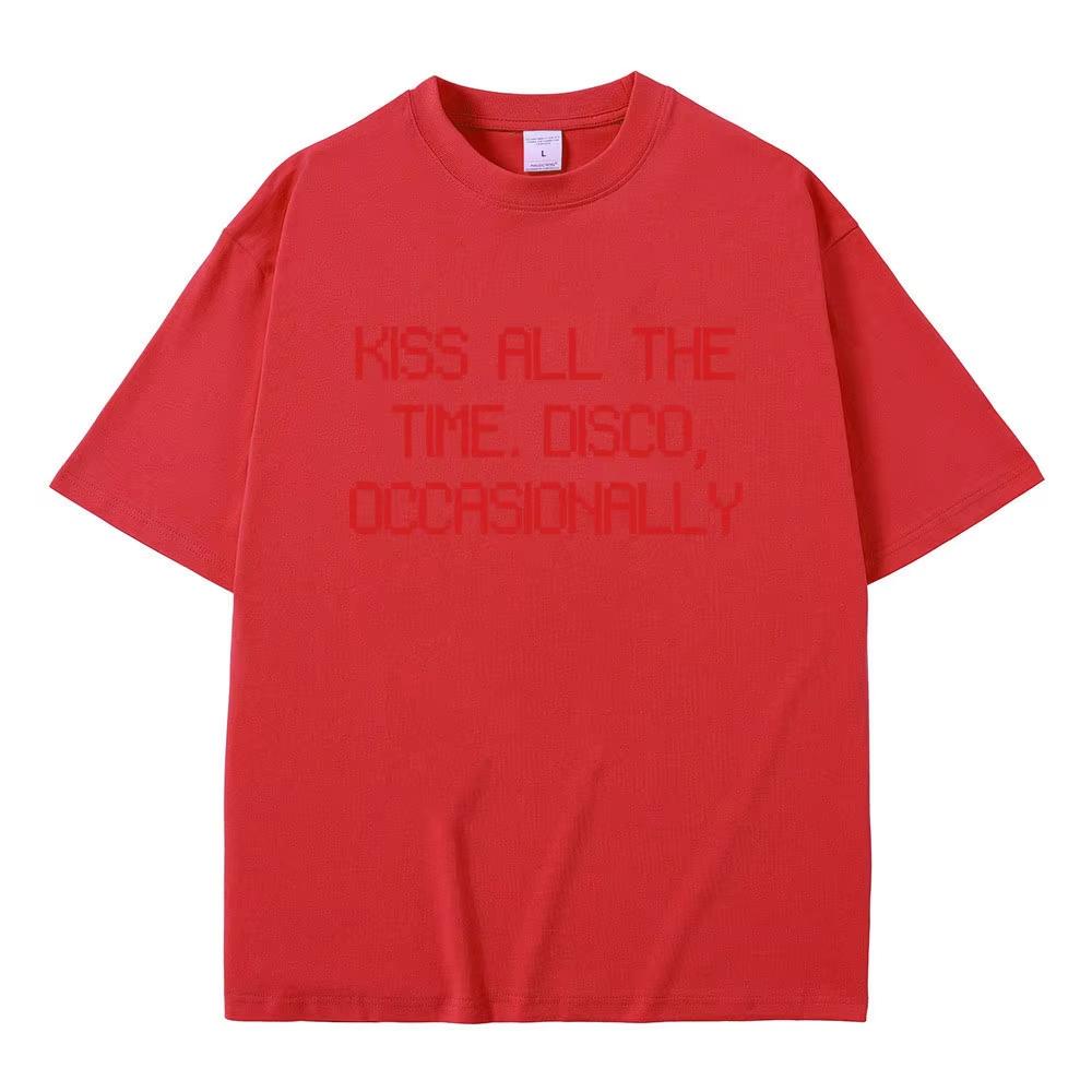 Kiss All The Time Disco Occasionally Same Style Print Tshirt Men Women Fashion T Shirts Male Casual pure Cotton Tshirts