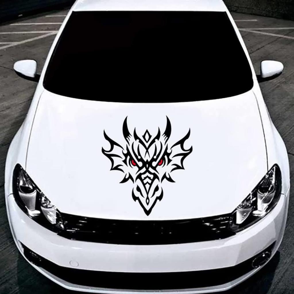 Car Decals, Self-Adhesive Vinyl Graphics Decals Car Hood Sticker Universal Scratch Hidden Car Stickers for Car Decoration (Dragon Head)