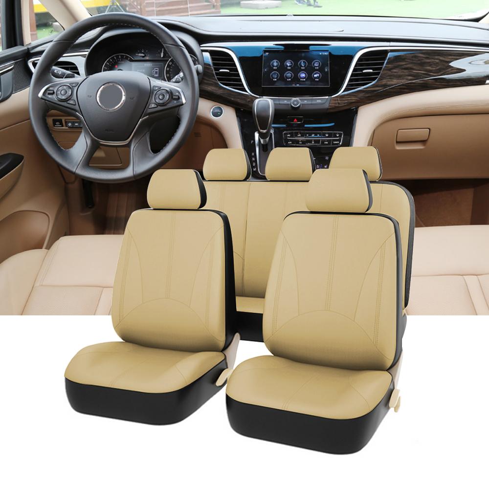 9 шт. Чехол на автомобильное сиденье Дышащая ПУ кожа Полностью закрывающий Защитник сиденья Универсальная Подушка для сиденья автомобиля Подходит для большинства автомобилей