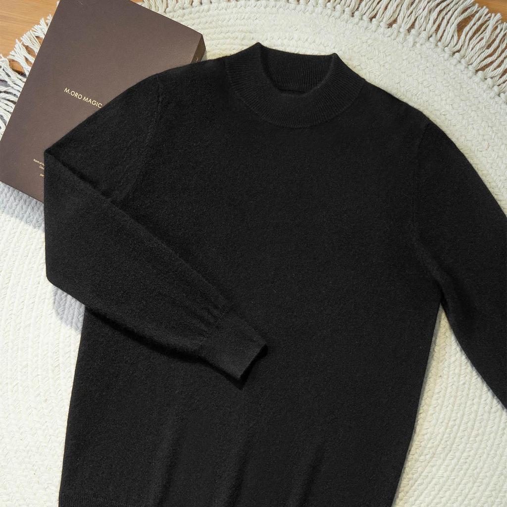Men's Cashmere Half-High Neck Long Sleeve Sweater - Business Casual Knitwear for Autumn/Winter