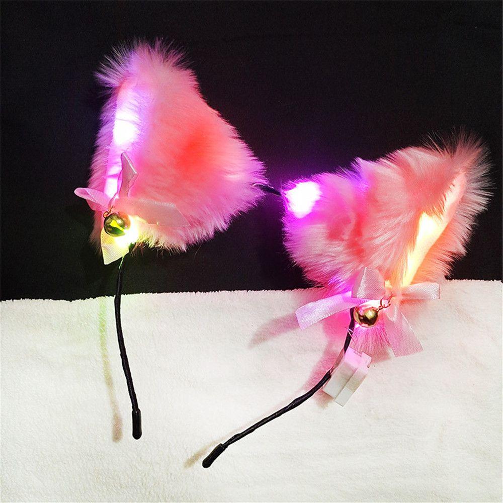 With LED Light Masquerade Cat Ear Headband Cosplay Headwear Fancy Dress Hairband Hair Accessories
