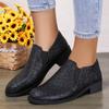 Fashion 2024 Fashion Women's Shoes Slip On Women's Pumps Autumn Round Toe Sequins Solid Casual Chunky Heels Plus Size Loafers Zapatos