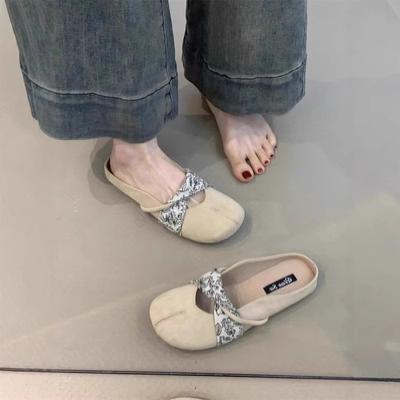 Баотоу полутапочки женские летние новые женские нежные сандалии с раздельным пальцем одинарная обувь