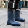 Летние мужские резиновые сапоги до середины голени, нескользящие, водонепроницаемые, зимние, выше колена, теплая флисовая подкладка, дождевые сапоги для ходьбы, рыбалки, работы