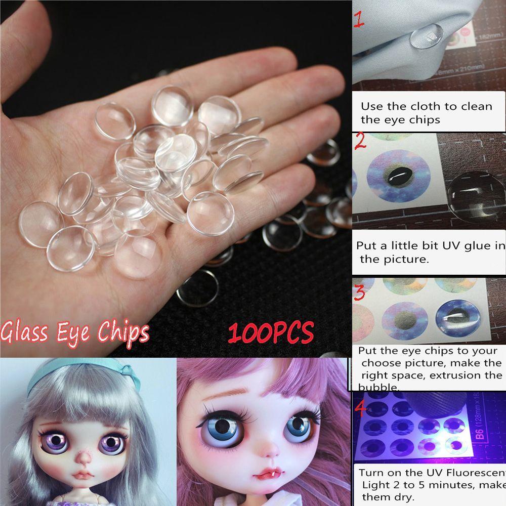 100pcs 14mm New Modified Accessories Time Gem Glass Eye Chips Blyth Dolls DIY Crafts